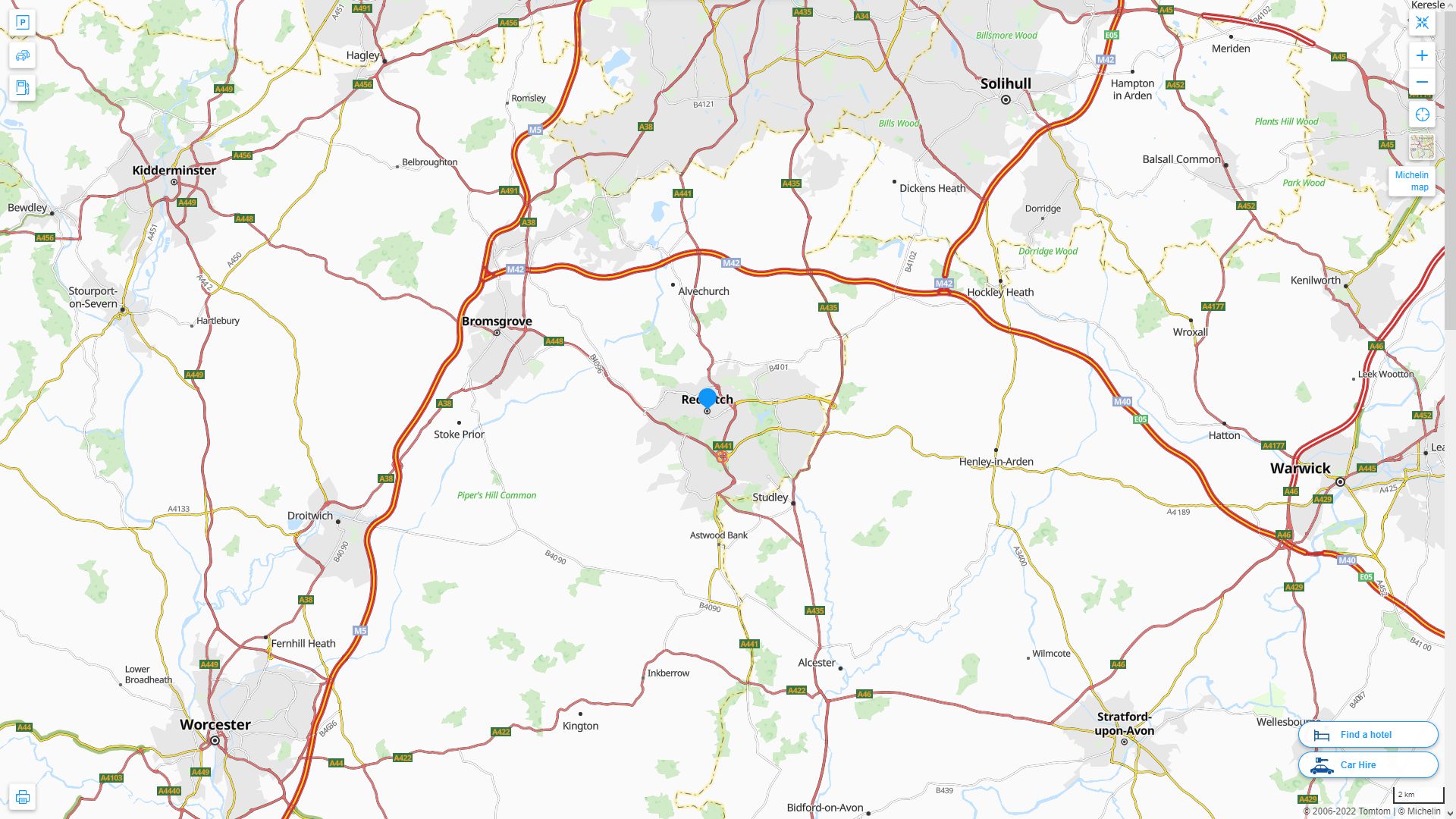 Redditch Royaume Uni Autoroute et carte routiere